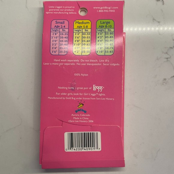 Little L’eggs White Tights Girls Size L For Ages 8-10 NEW - Picture 4 of 4